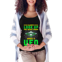 Ufo Space Craft Alien Vintage Always Look Up Ufo W Maternity Scoop Neck T-shirt | Artistshot