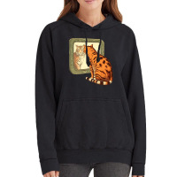 Tiger And Cat Looking In The Mirror Funny Cats Lov Vintage Hoodie | Artistshot