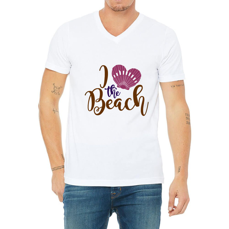 I Love The Beach Ocean School V-neck Tee | Artistshot