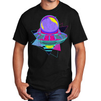 Ufo Unidentified Flying Object Retro 80s Vaporwave Basic T-shirt | Artistshot