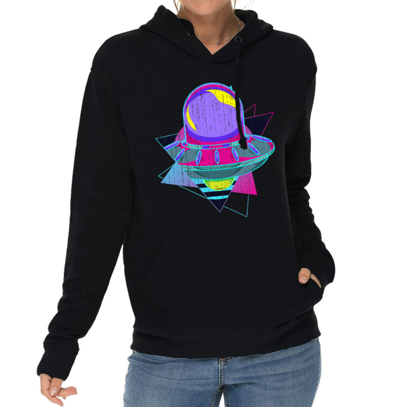 Ufo Unidentified Flying Object Retro 80s Vaporwave Lightweight Hoodie | Artistshot