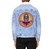 Trippy Meditating Hippie Alien Extraterrestrial Pe Unisex Sherpa-lined Denim Jacket | Artistshot