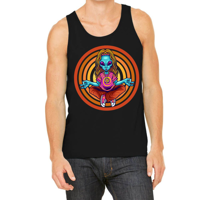 Trippy Meditating Hippie Alien Extraterrestrial Pe Tank Top | Artistshot