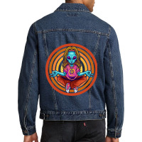 Trippy Meditating Hippie Alien Extraterrestrial Pe Men Denim Jacket | Artistshot