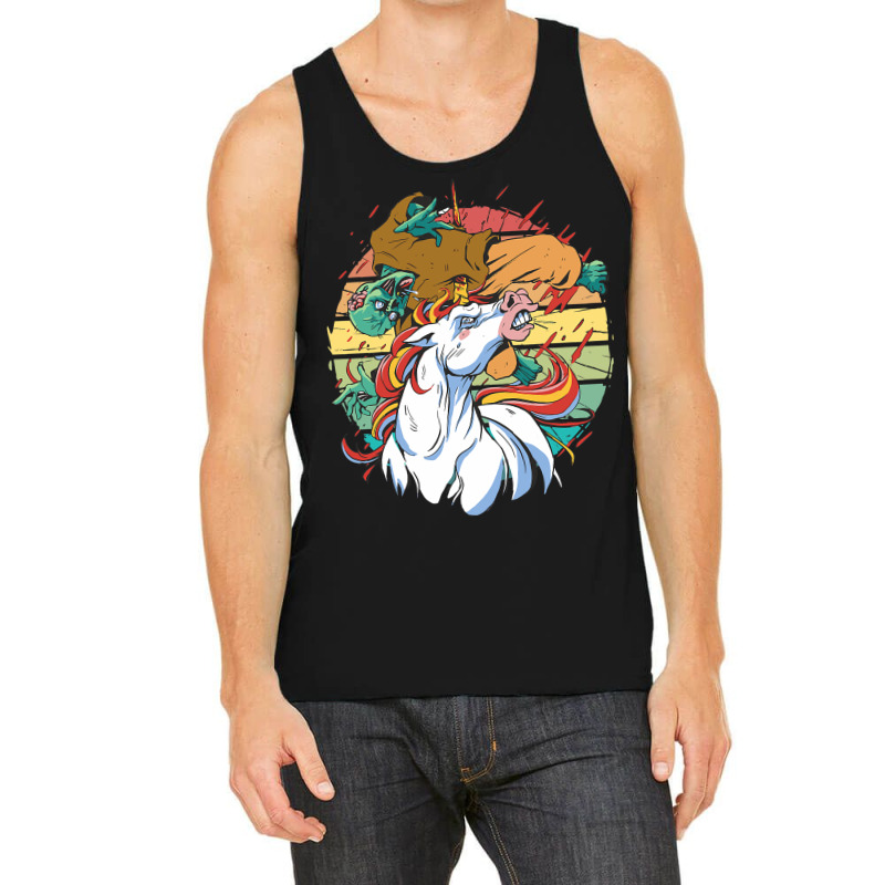 Vintage Cool Fantasy Fierce Unicorn And Scary Zomb Tank Top | Artistshot