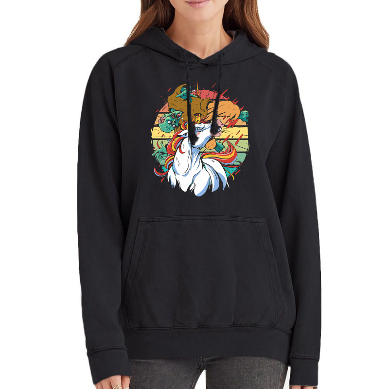 Vintage Cool Fantasy Fierce Unicorn And Scary Zomb Vintage Hoodie | Artistshot