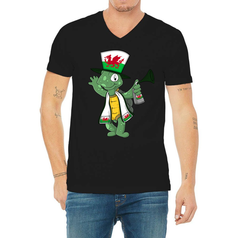 Wales Fan Turtle V-neck Tee | Artistshot