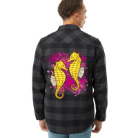 Two Adorable Seahorses On Colorblotches 21 Flannel Shirt | Artistshot