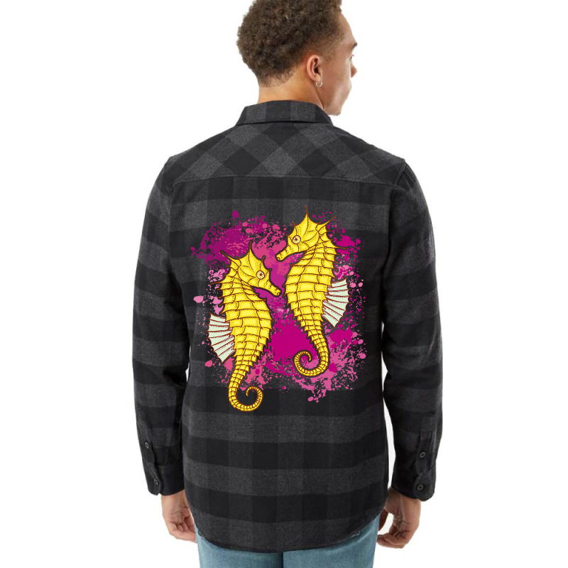 Two Adorable Seahorses On Colorblotches 21 Flannel Shirt | Artistshot