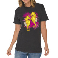 Two Adorable Seahorses On Colorblotches 21 Vintage T-shirt | Artistshot