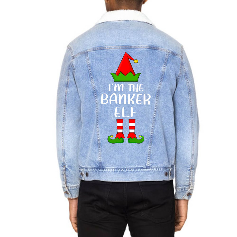 Funny Matching Family Im The Banker Elf Christmas Unisex Sherpa-Lined Denim Jacket by DAVIDVASILCHUK | Artistshot