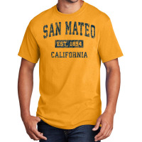 San Mateo California Ca Vintage Sports Design Navy Print Raglan Baseba Basic T-shirt | Artistshot