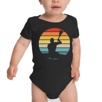 Canoe T  Shirt Canoeing Silhouette On A Distressed Retro Sunset Design Baby Bodysuit | Artistshot