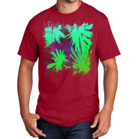 Palm Trees Art T  Shirt Palm Tree Silhouette Stormy Sky Abstract Backg Basic T-shirt | Artistshot