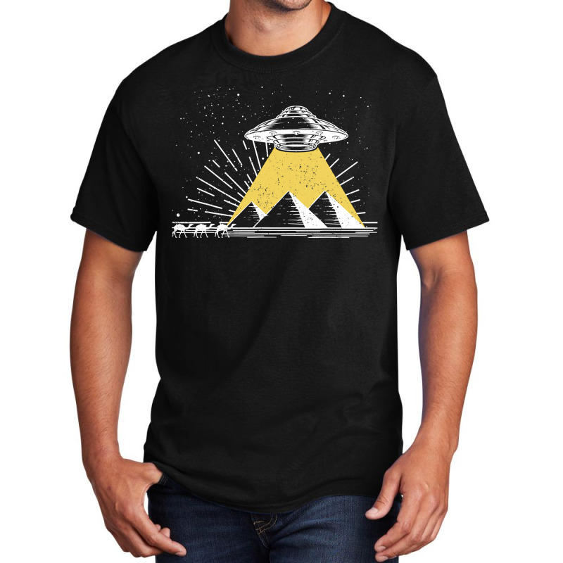 Ufo Alien Abduction Pyramids Ancient Egypt Camels Science Basic T-shirt | Artistshot