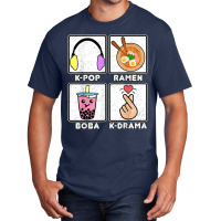 Kpop Ramen Boba Kdrama Bubble Tea Cute Kawaii Korean Heart Basic T-shirt | Artistshot