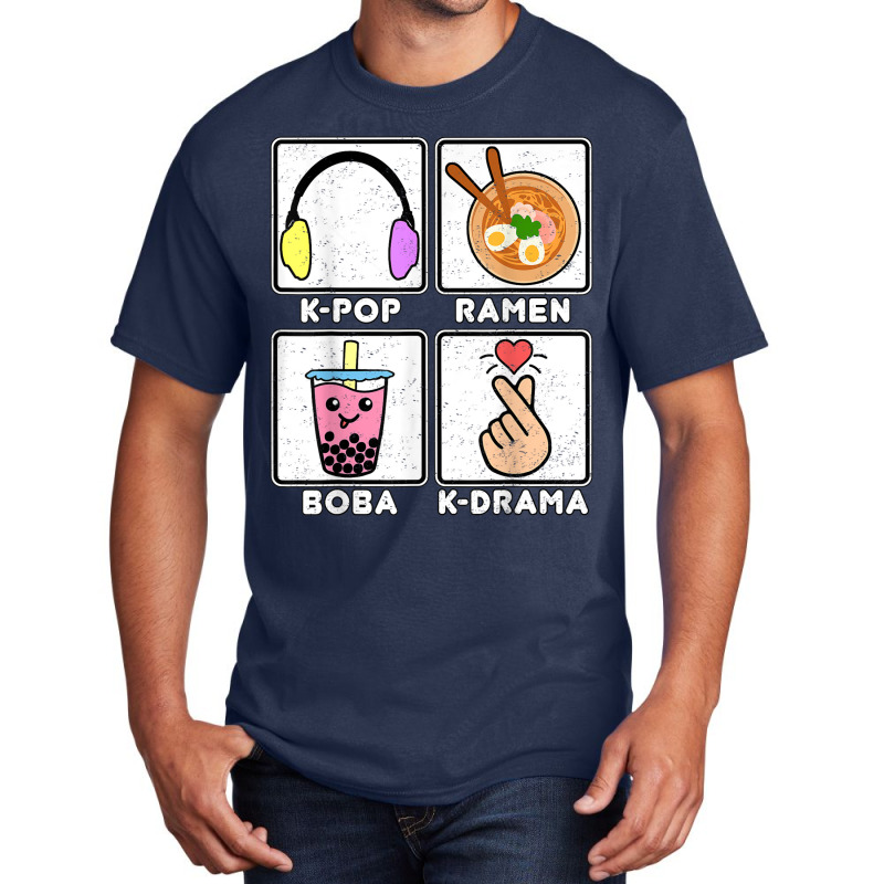 Kpop Ramen Boba Kdrama Bubble Tea Cute Kawaii Korean Heart Basic T-shirt | Artistshot