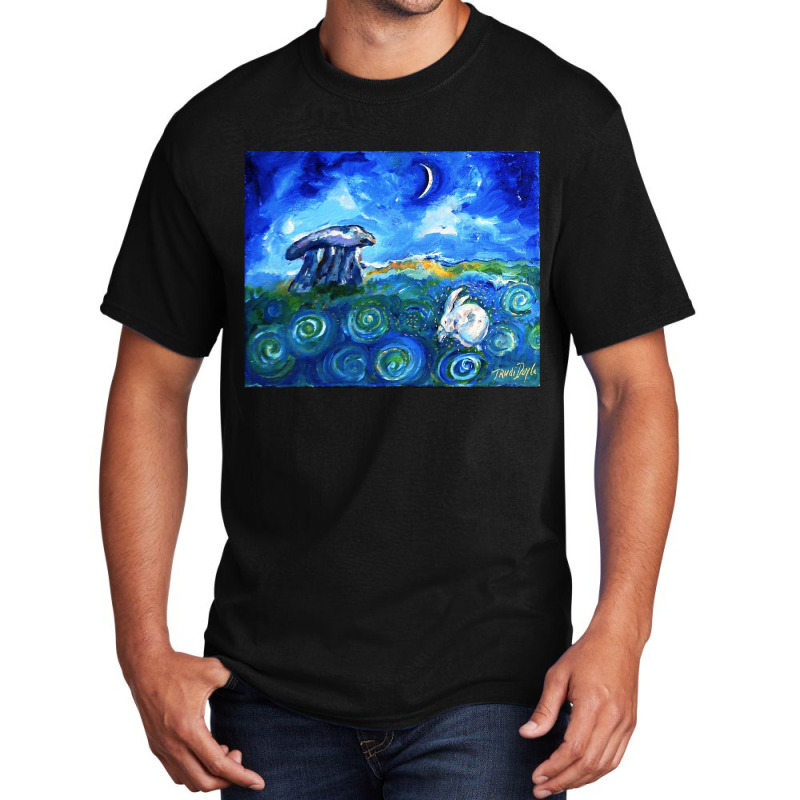 Dreaming Hare At Haroldstown Dolmen Basic T-shirt by agodraws | Artistshot