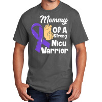 Mommy Of A Strong Nicu Warrior Baby Purple Ribbon Awareness Premium T Basic T-shirt | Artistshot