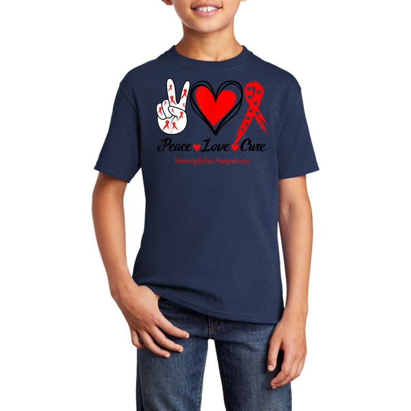 Peace Love Cure Hemophilia Awareness T Shirt Basic Youth T-shirt by puetzee | Artistshot