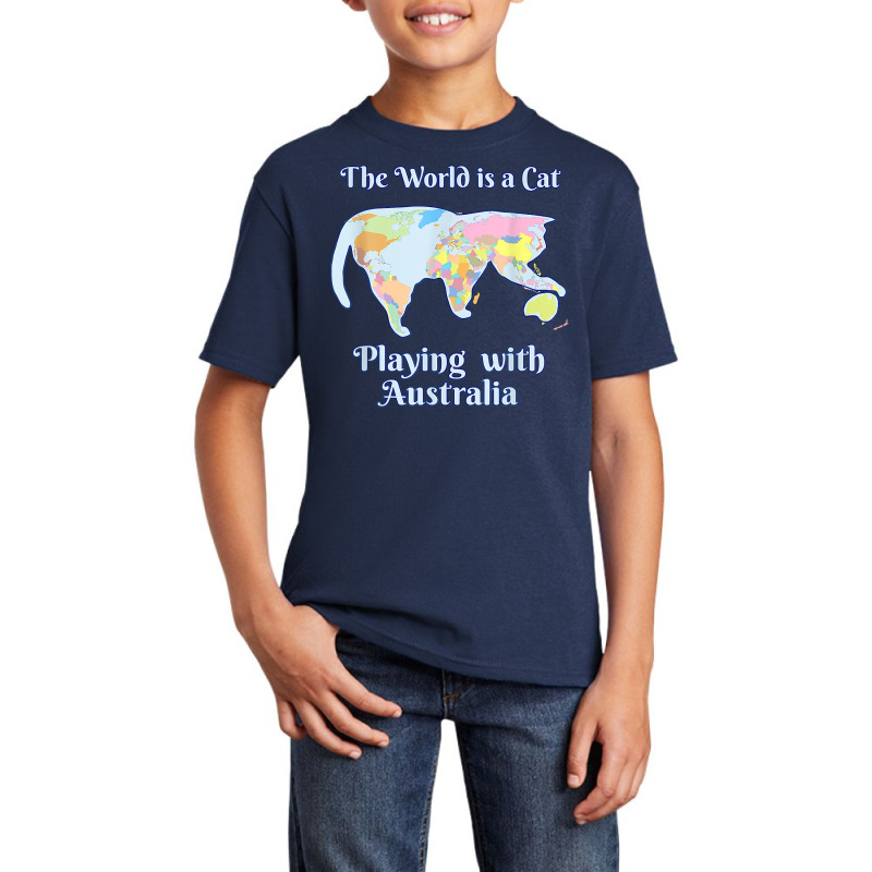 Funny World Is A Cat Playing Map T Shirt Basic Youth T-shirt | Artistshot