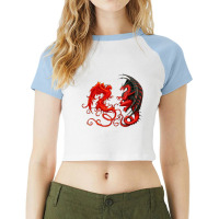 Phoenix Dragon Heart Lover Raglan Crop Top | Artistshot