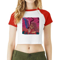 Woman Smoking Visuals Raglan Crop Top | Artistshot