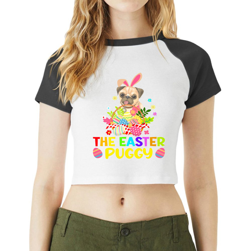 The Easter Puggy Funny Bunny Ears Pug Kids Gift Raglan Crop Top by AURRADILLARD | Artistshot