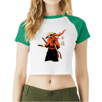 Samurai Japanese Warrior With Swords Catana Raglan Crop Top | Artistshot