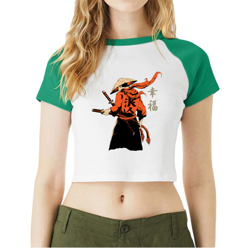 Samurai Japanese Warrior With Swords Catana Raglan Crop Top by DanielLopezJacuinde | Artistshot