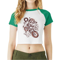 Trending Skeleton Mountain Biker Raglan Crop Top | Artistshot