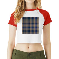 Retro Autumn Winter Plaid Tartan Pattern Tan Beige Black T Shirt Raglan Crop Top | Artistshot