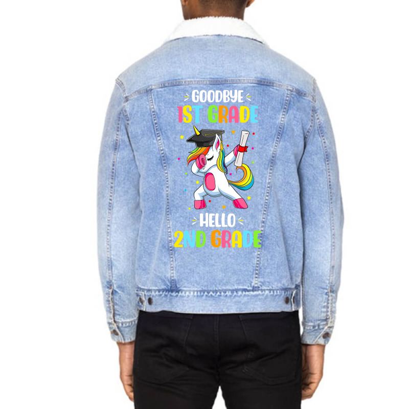 Goodbye 1st Grade Hello 2nd Grade Unicorn Girls Unisex Sherpa-lined Denim Jacket | Artistshot