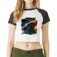 Space Dragon Breathing Fire Raglan Crop Top | Artistshot