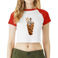 Eggette Bubble Waffle Vanilla Ice Cream Raglan Crop Top | Artistshot