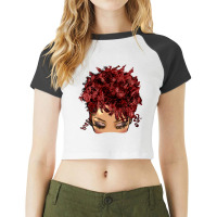 Afro Light Skin Red Hair Messy Bun Raglan Crop Top | Artistshot