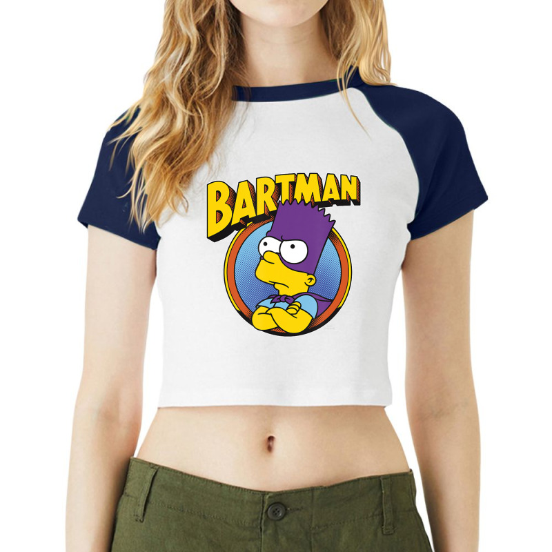 The Simpsons Bartman Hero Shot C2 Raglan Crop Top by longdanouj | Artistshot