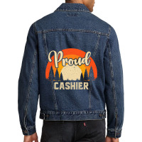 Funny Cashier Superhero Vintage Tee For Men Dad 6 Men Denim Jacket | Artistshot