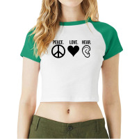 Peace Love Hear Boy Raglan Crop Top | Artistshot