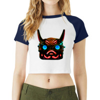 Futuristic Oni Mask Raglan Crop Top | Artistshot