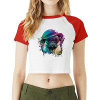 Vaporwave Pug Hat And Sunglasses Edition 1 Raglan Crop Top | Artistshot