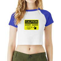 Game Over Caution Angry Gamer Raglan Crop Top | Artistshot