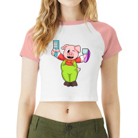 Pig With Comb Razor Boy Raglan Crop Top | Artistshot