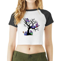 Owls In Hats On Branches Raglan Crop Top | Artistshot