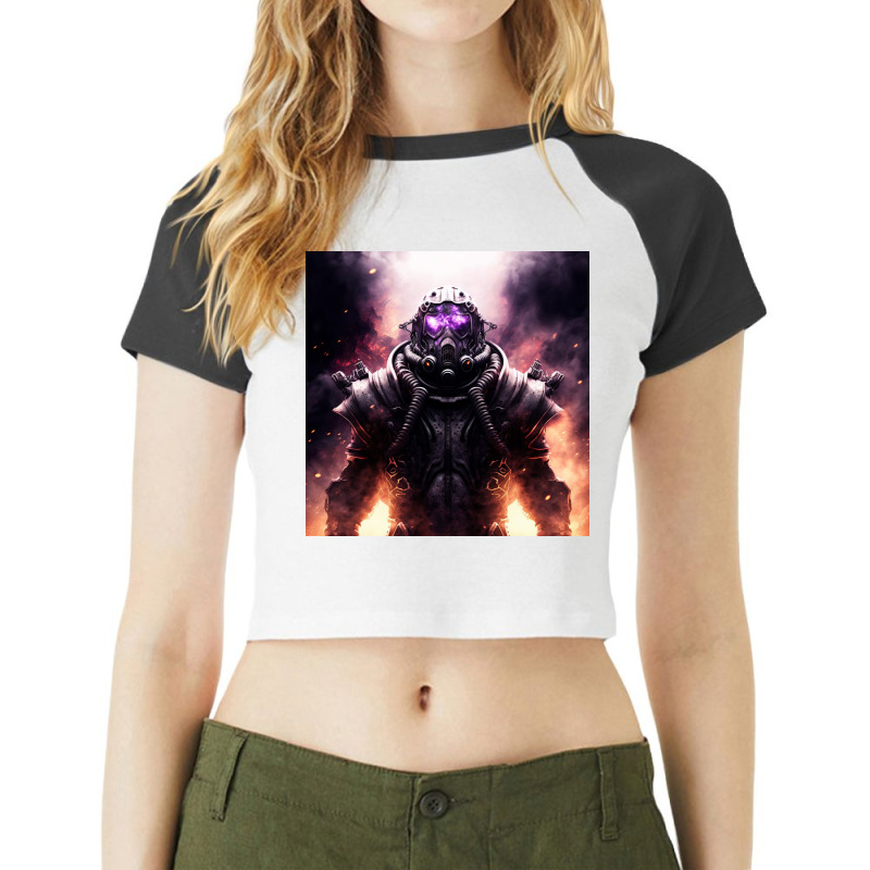 Scary Robots Xi Raglan Crop Top by TheDol | Artistshot