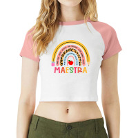 Maestra Proud Spanish Teacher Bilingual Teacher Cu Raglan Crop Top | Artistshot