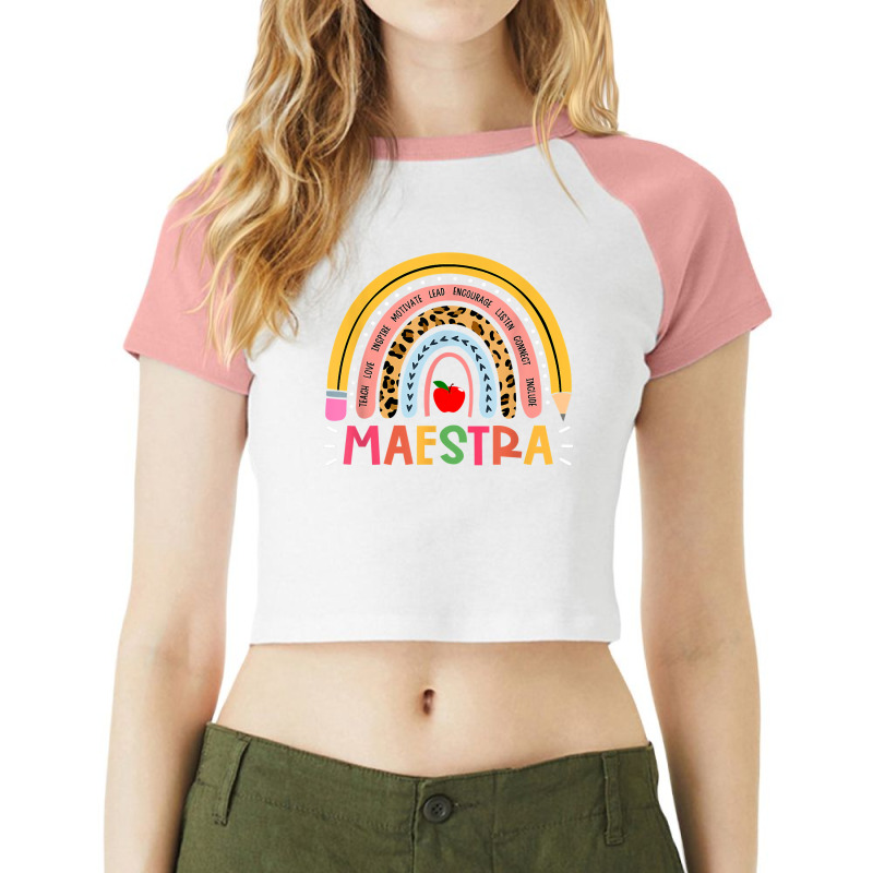 Maestra Proud Spanish Teacher Bilingual Teacher Cu Raglan Crop Top by saterseim | Artistshot