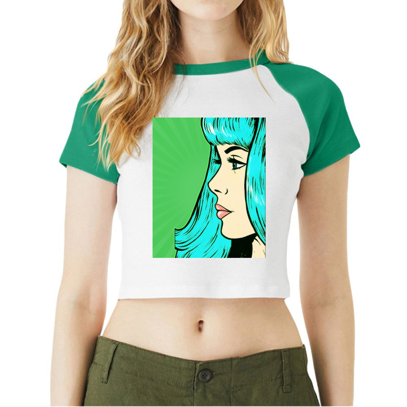 Dramatic Green Pop Art Raglan Crop Top by NANCYLTICKLE-SUMMERS | Artistshot