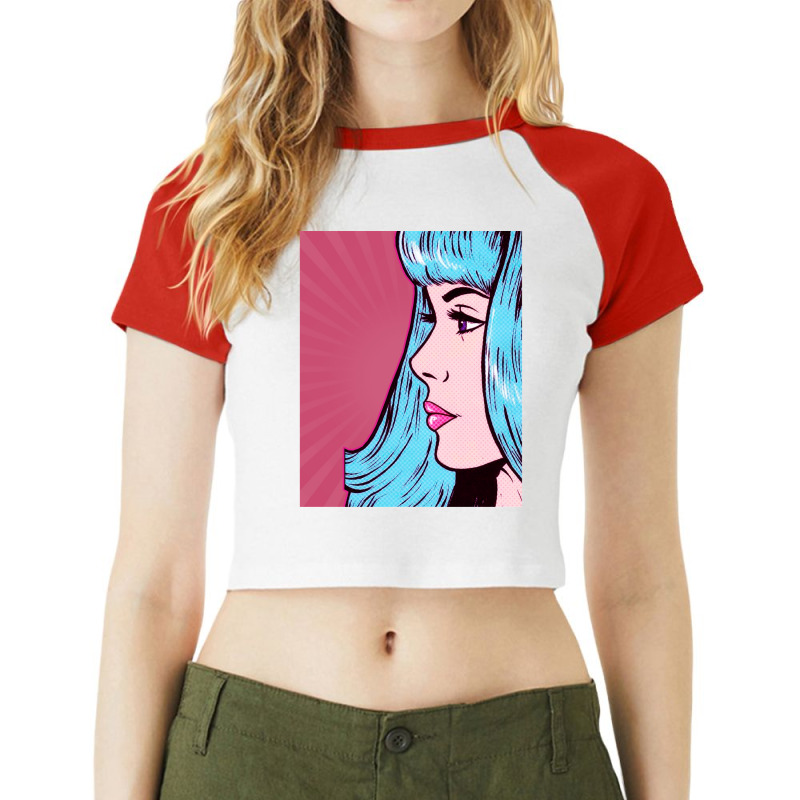 Dramatic Pink Pop Art Raglan Crop Top by NANCYLTICKLE-SUMMERS | Artistshot