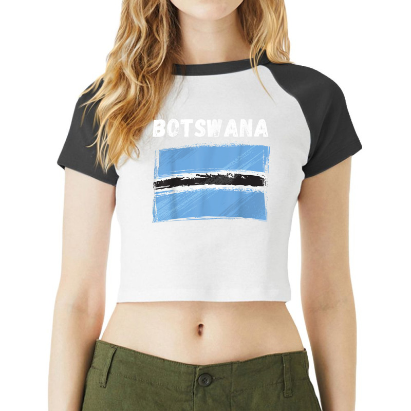 Botswana Flag Vintage Grunge Batswana Flag Botswan Raglan Crop Top by ginen | Artistshot